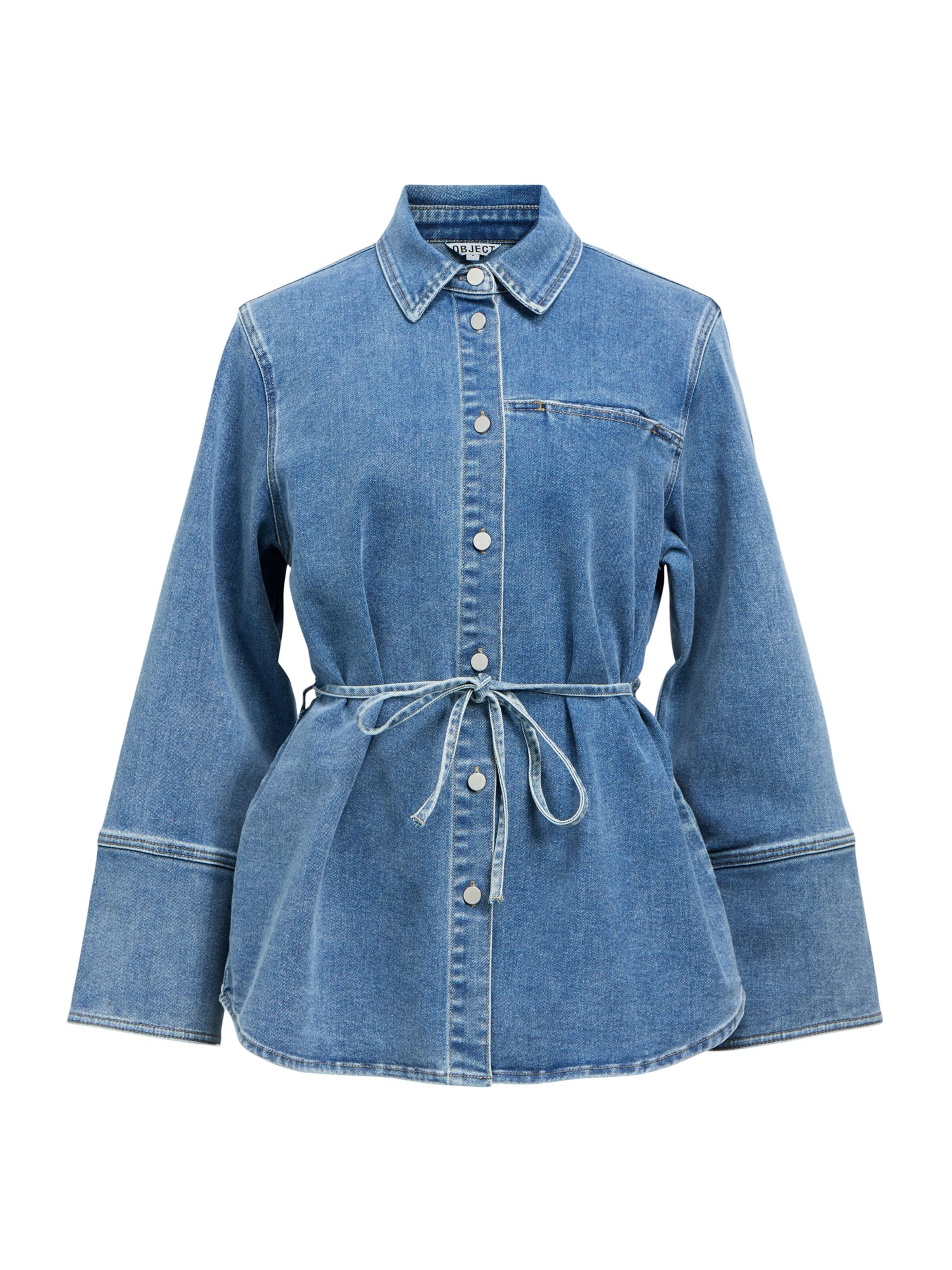 Camicia da donna 'OBJCARO' di OBJECT in blu: frontale