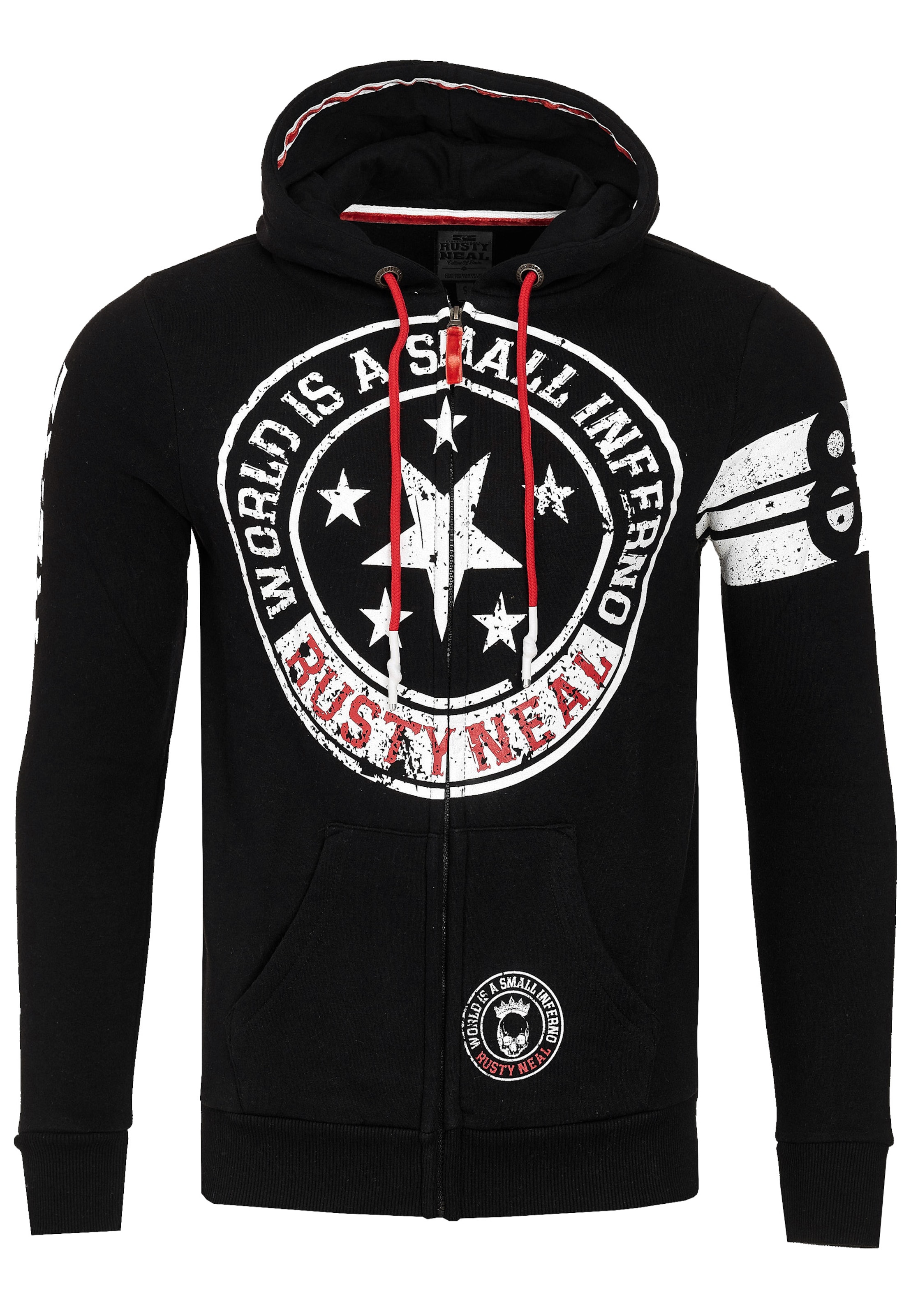 Rusty Neal Sweatjacke in Schwarz: Vorderseite
