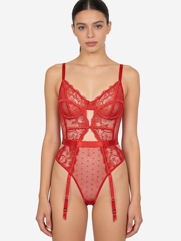 L.BEV Bodysuit 'Passione Rossa' in Red: front