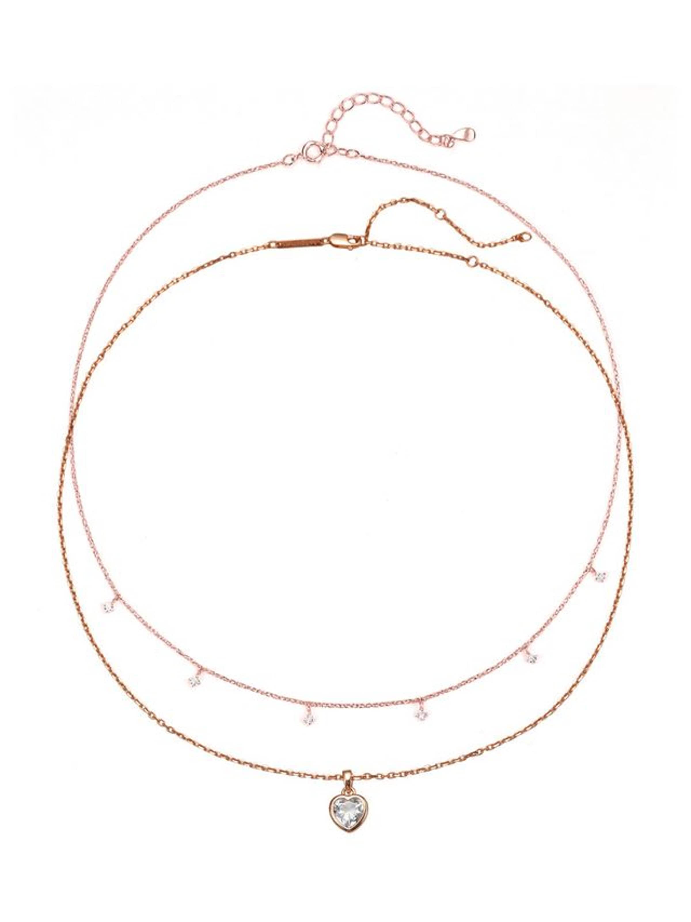 Hey Happiness Necklace 'Crystal Heart' in Gold: front