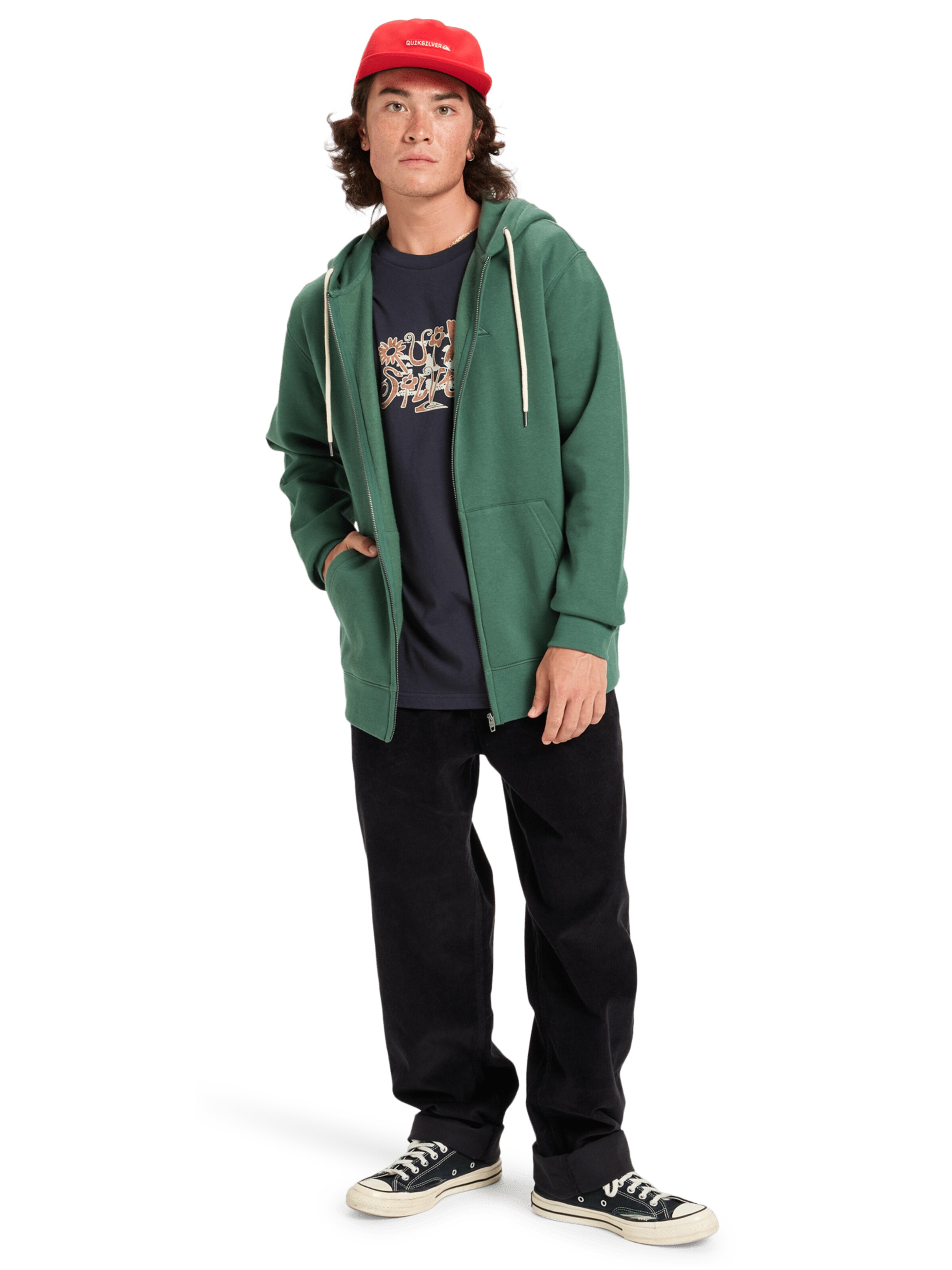 QUIKSILVER Sweatjacke 'Salt Water' in Grün