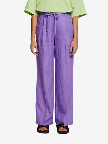 ESPRIT Wide leg Pleated Pants in Purple: front