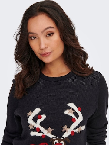ONLY Sweater 'XMAS HAPPY' in Blue