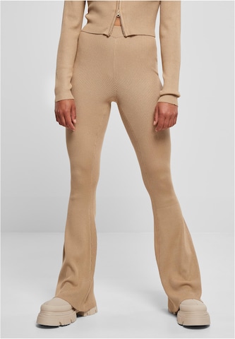 Urban Classics Flared Broek in Beige: voorkant