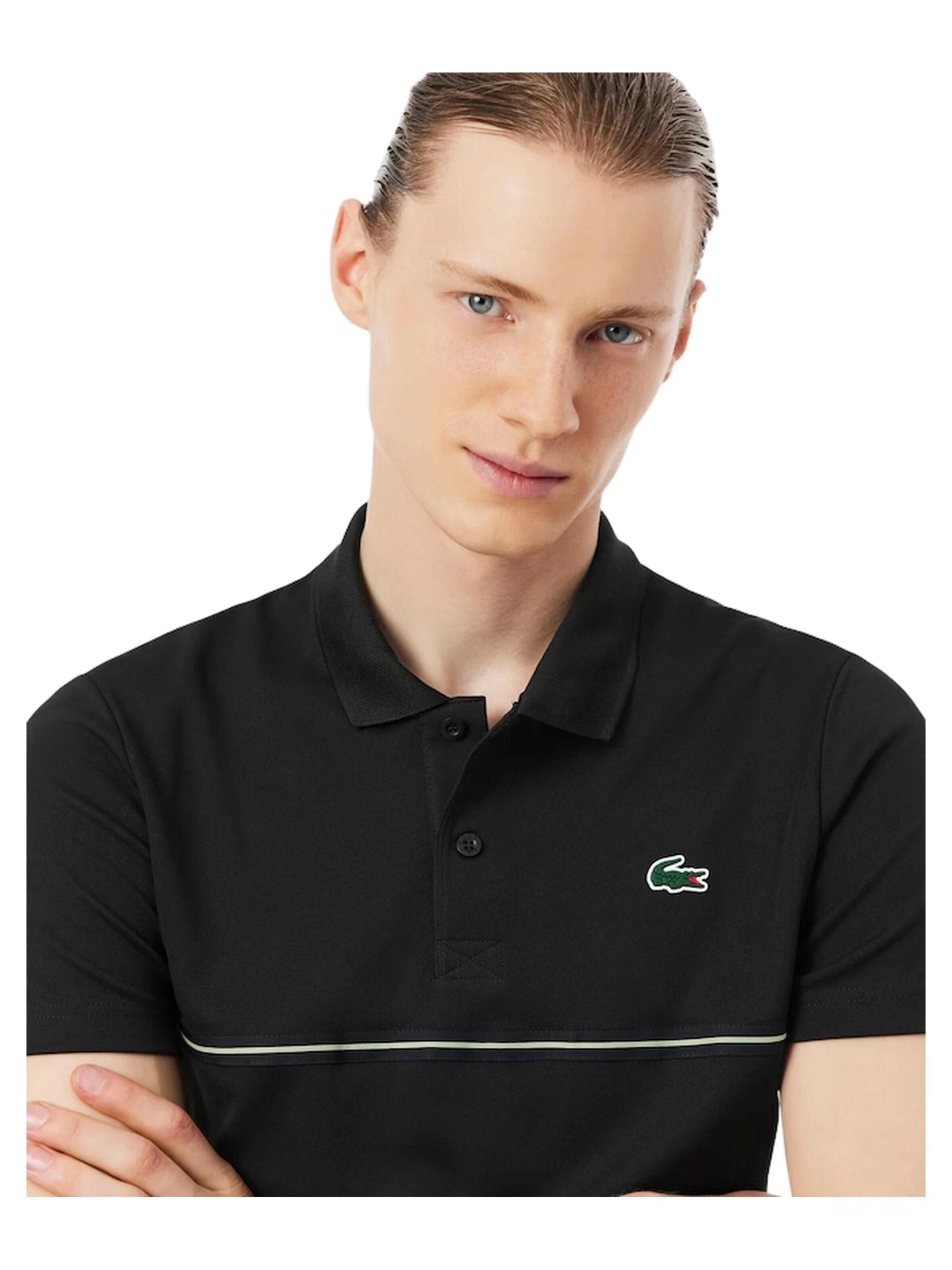 LACOSTE - Camiseta 'Polo lacoste negro back logo ultra dry polo shirt' en negro