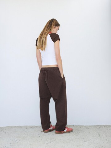 Pull&Bear Loosefit Redős farmer - barna