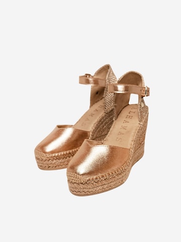 Alhamas Slingpumps 'Alpargata Cuña 10 cm Ante' in Grijs