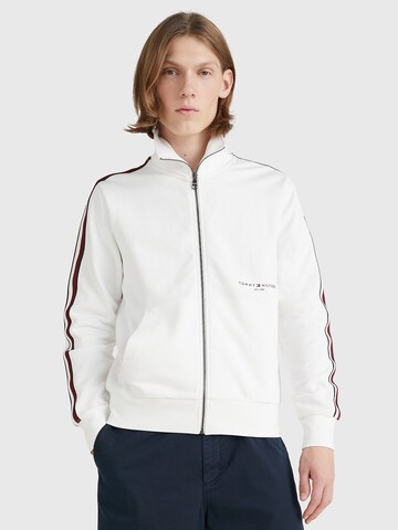 TOMMY HILFIGER - Sudadera con cremallera en blanco: frente