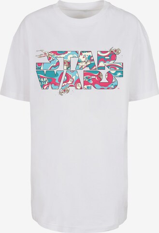 T-shirt 'Star Wars Wavy Ship' F4NT4STIC en blanc : devant