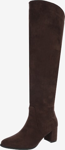 Ital-Design Overknees in Braun: Vorderseite