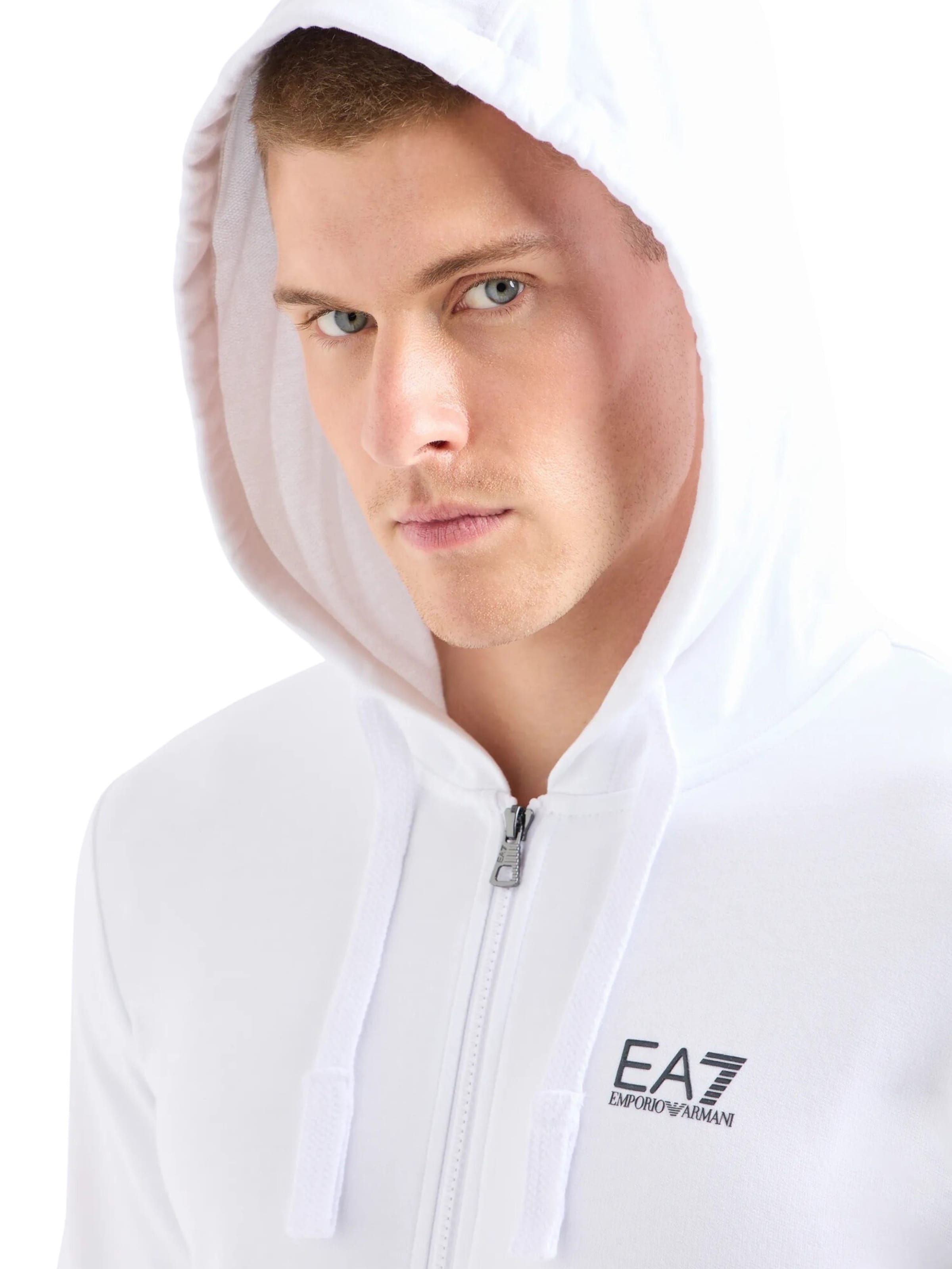 EA7 Emporio Armani - Sudadera con cremallera en blanco