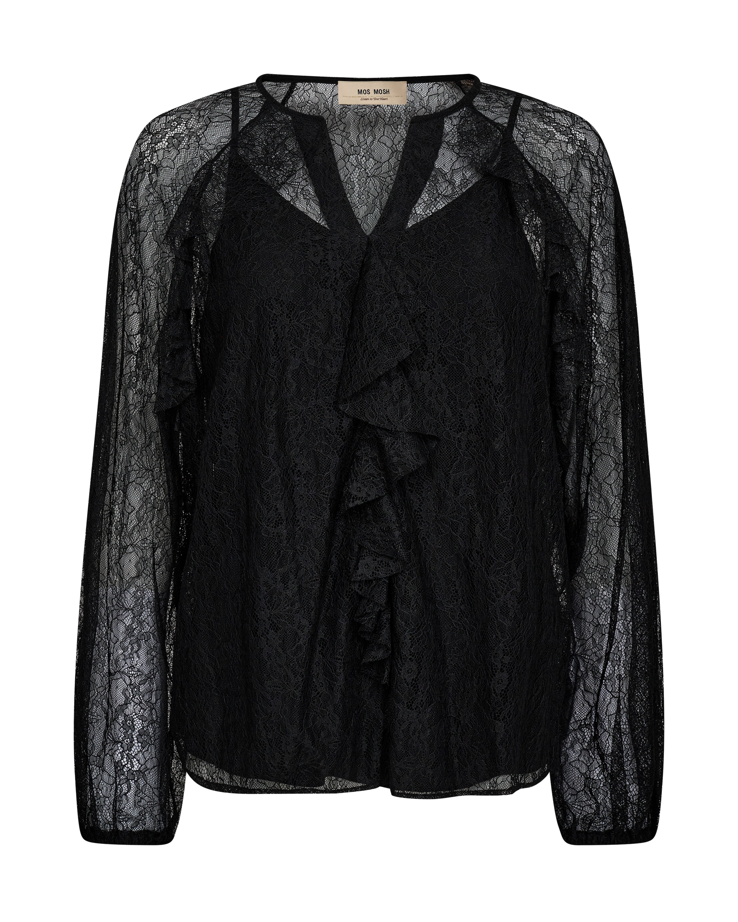 MOS MOSH Μπλούζα 'MMEika' σε μαύρο: μπροστά