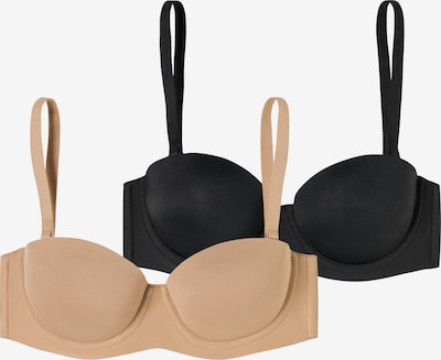 SCHIESSER Bügel-BH ' Bandeau mit Schale - Unique Micro ' in 75/A in beige / schwarz, Produktansicht