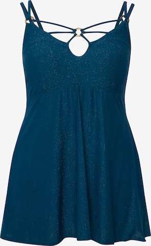 Ulla Popken Swimsuit Dress in Blue: front