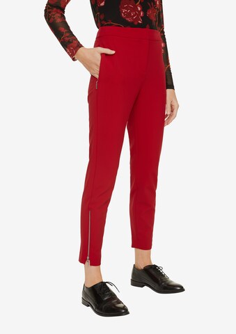 COMMA Slimfit Broek in Rood: voorkant