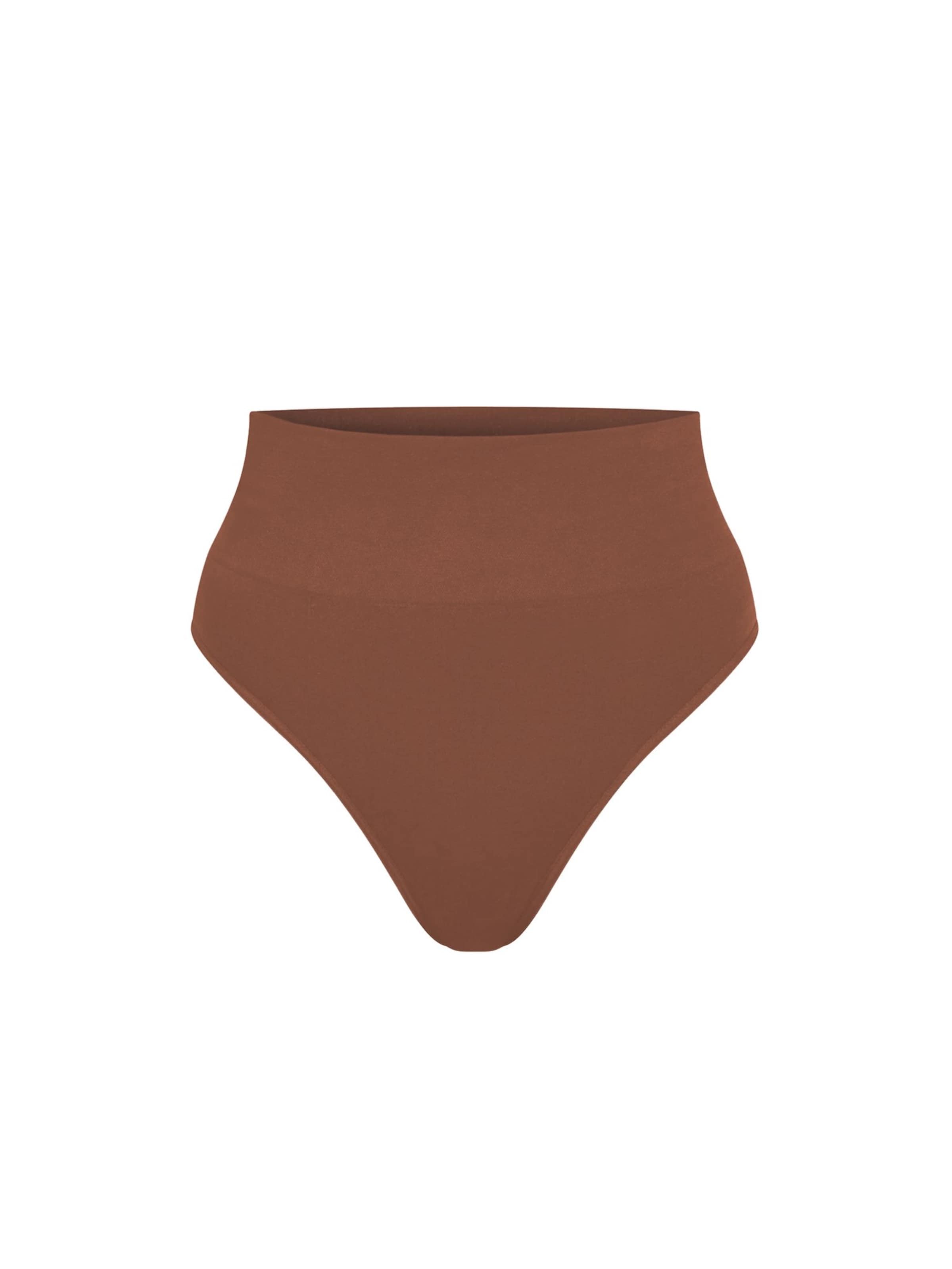 Smilodox Mid Waist String Nysa Seamless in Braun: Vorderseite