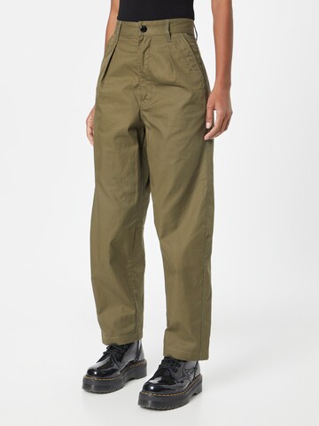 G-Star RAW Regular Pleat-front trousers in Green: front