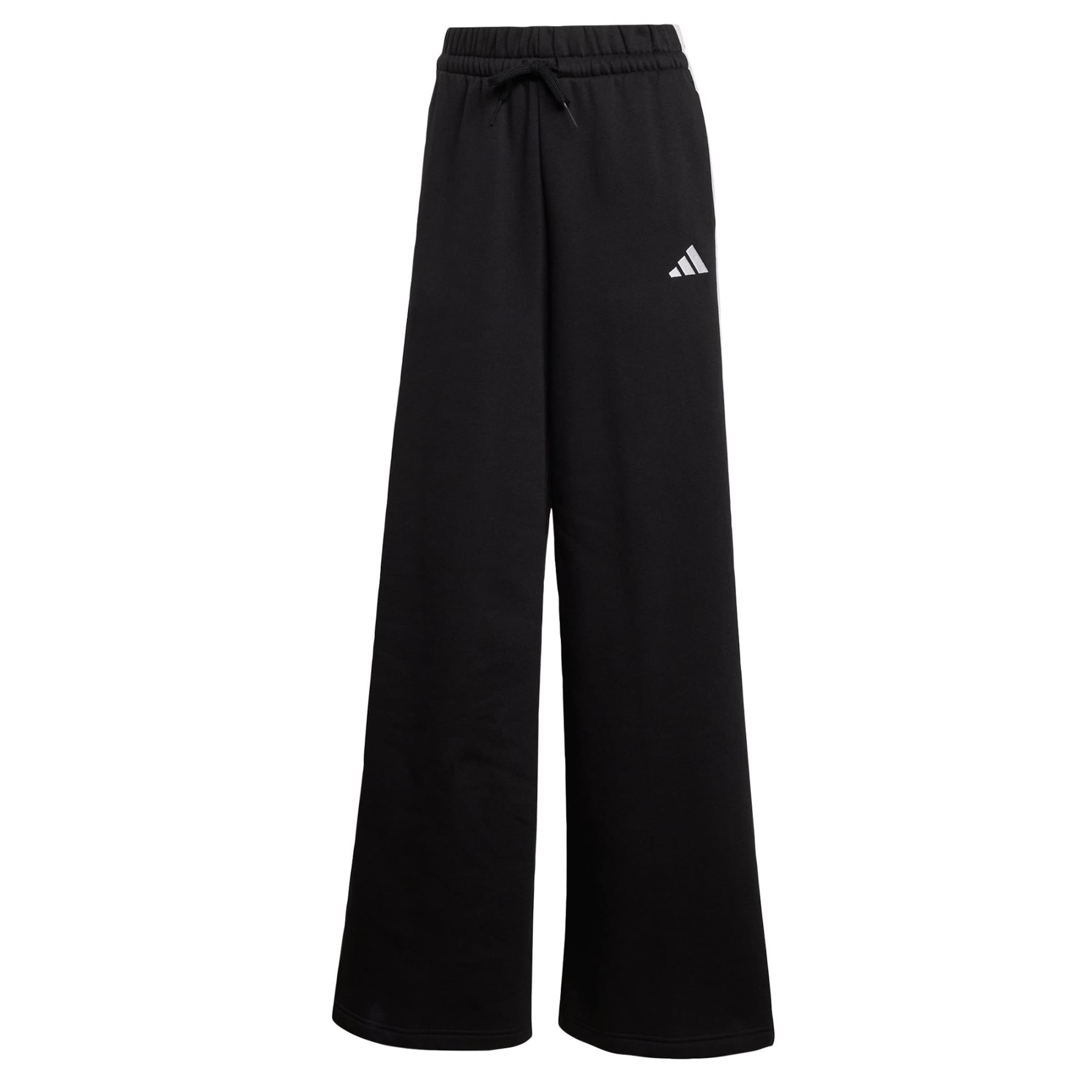 ADIDAS SPORTSWEAR Wide Leg Urheiluhousut '3-Stripes Fleece Wide' värissä musta: etupuoli