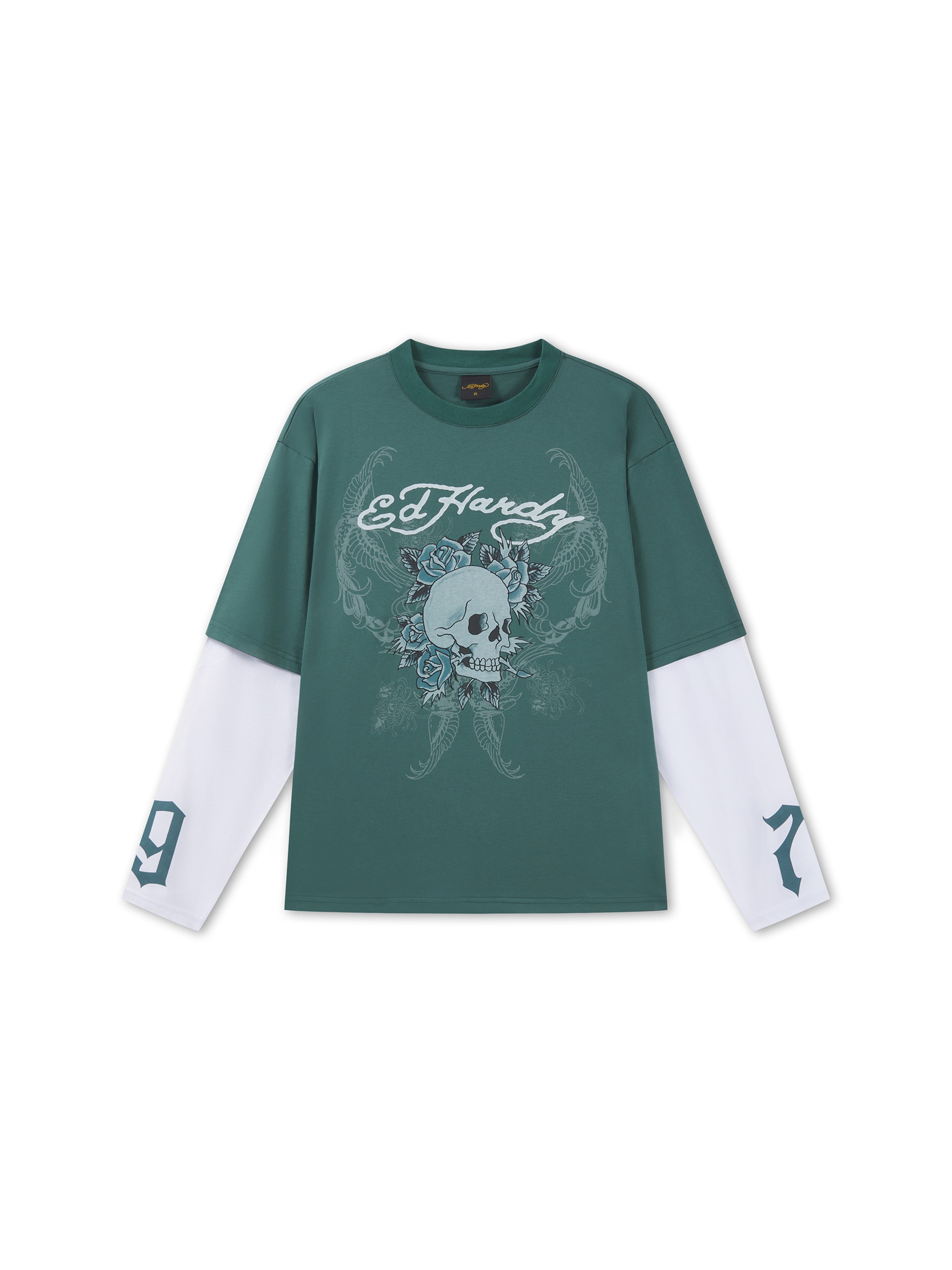 Ed Hardy - Camiseta '1971 Skull' en verde: frente
