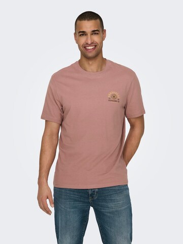 Only & Sons T-Shirt 'MANUEL' in Pink: predná strana
