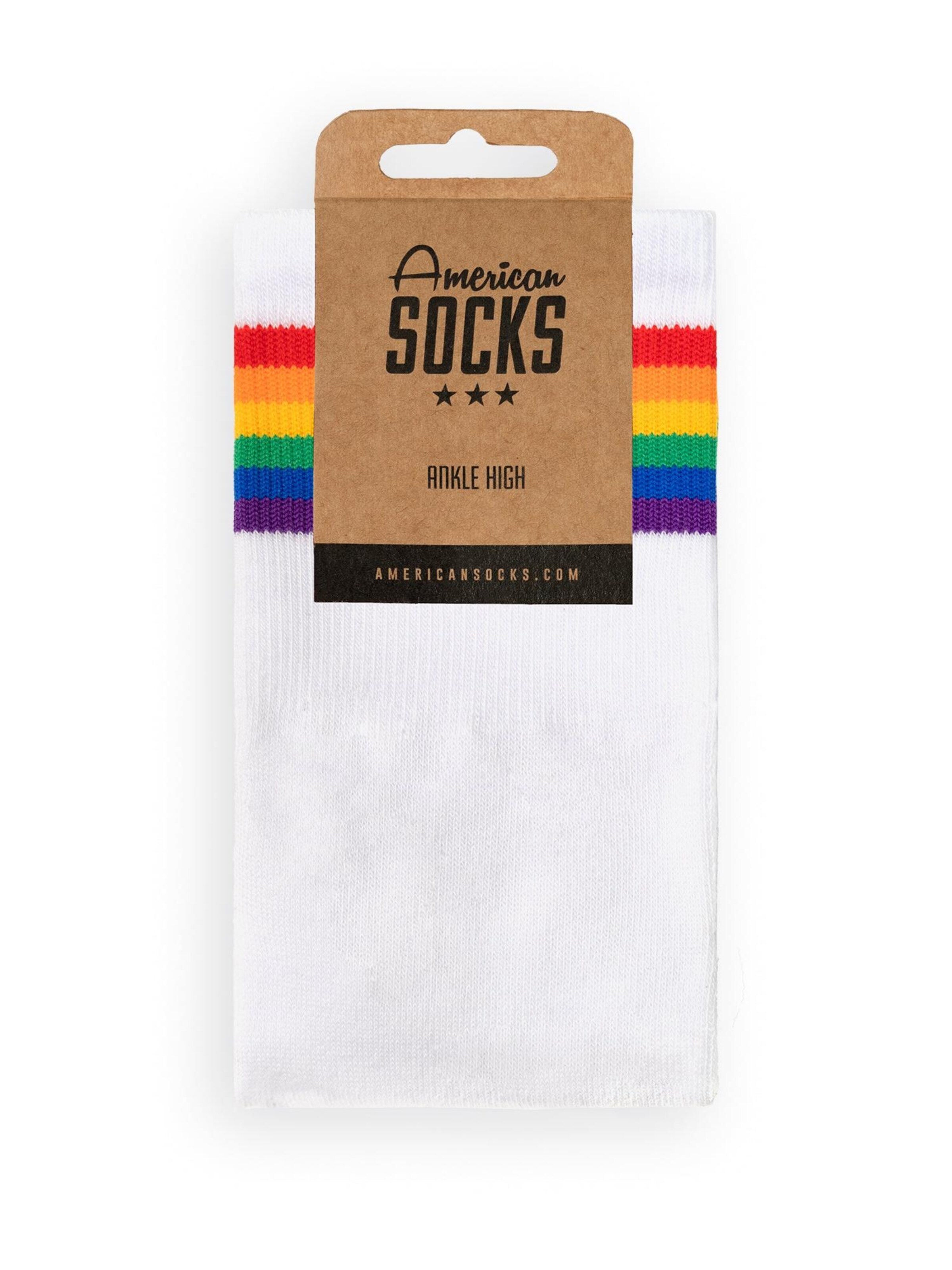 American Socks Ankle Socks 'Rainbow Pride' in White