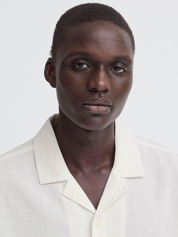 BLEND Comfort fit Button Up Shirt ' BHAban Cuba Linen Mix ' in White