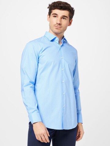 BOSS Slim fit Koszula 'HANK' w kolorze niebieski: przód