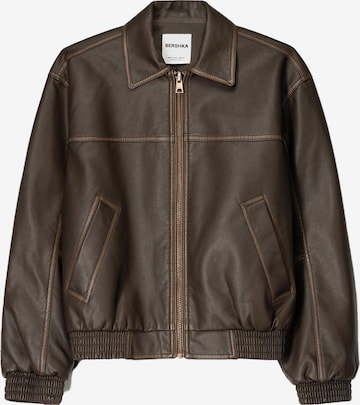 BershkaPrijelazna jakna - smeđa boja: prednji dio
