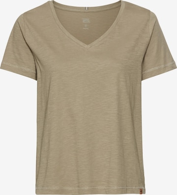 CAMEL ACTIVE T-Shirt mit V-Ausschnitt aus reiner Baumwolle in Braun: Vorderseite