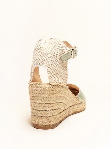 Alhamas - Sandalias con hebilla 'Alpargata Cuña 7 cm' en verde