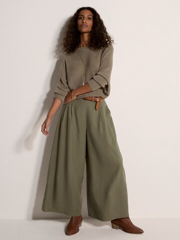 Apricot Wide Leg Slub Linen Wide-Leg Trousers ' ' in Grün: Vorderseite