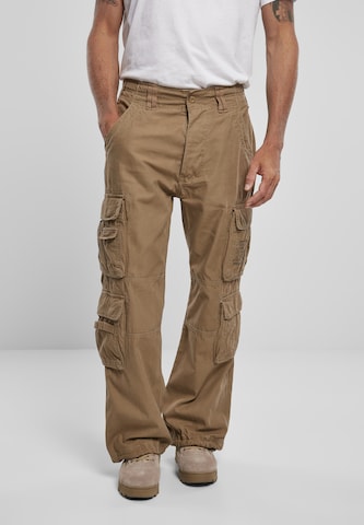 Brandit Tapered Cargo Pants in Beige: front