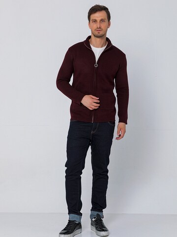 Ron Tomson Knit Cardigan in Red