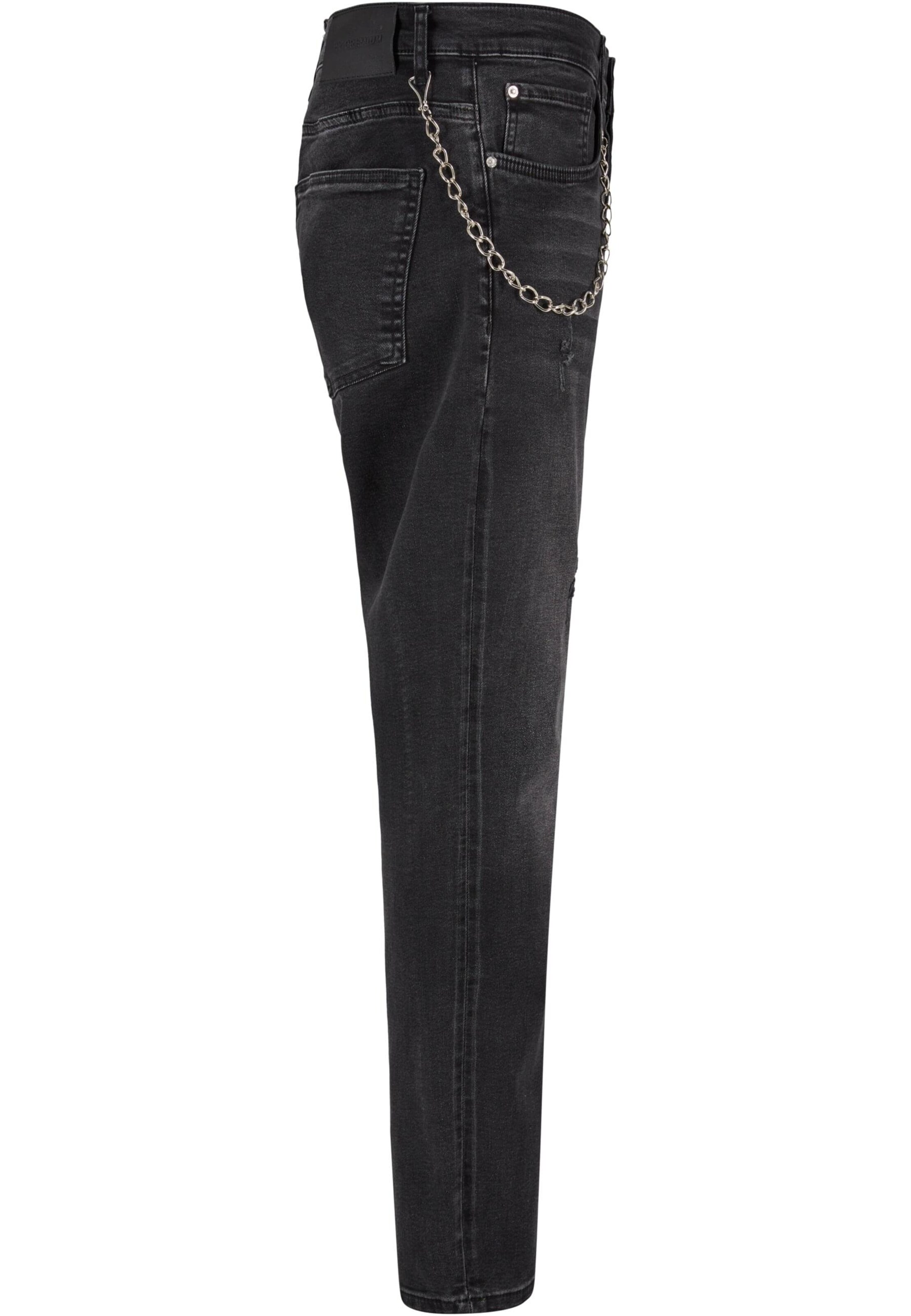 2Y Premium Tapered Jeans in Schwarz