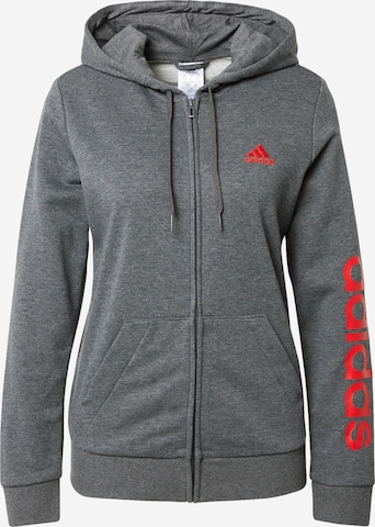 ADIDAS PERFORMANCE Athletic Zip-Up Hoodie in Grey: front