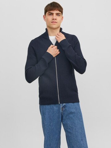 JACK & JONES Knit cardigan 'Pannel' in Blue: front