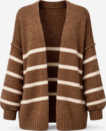 Worldclassca Strickjacke 'Strick Jacke mit Streifen' in Braun: Vorderseite