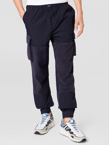 Mennace Tapered Cargo Pants in Blue: front