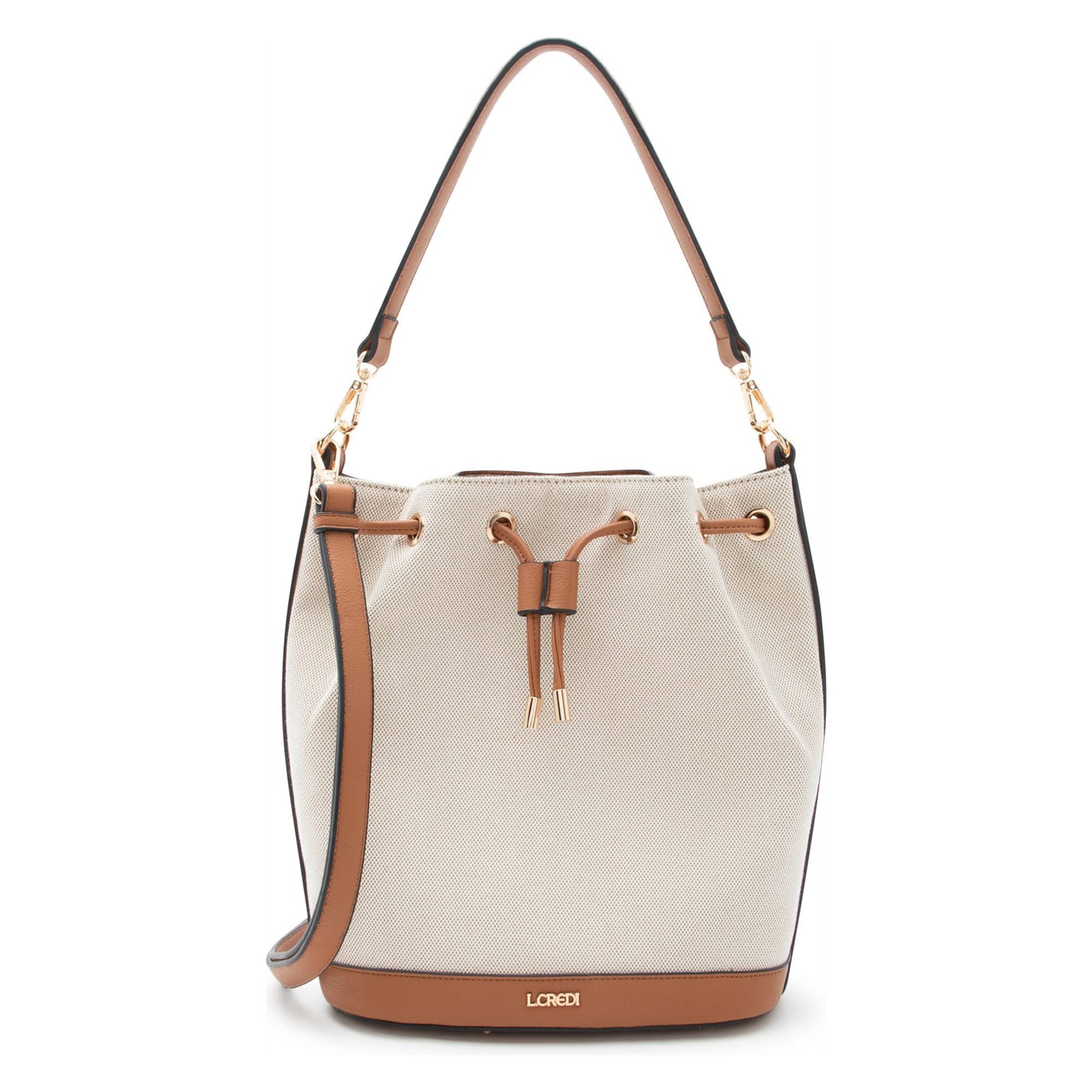 Poche ventrale 'Rea' L.CREDI en beige : devant