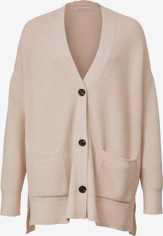 Sara Lindholm Gebreid vest in Beige: voorkant