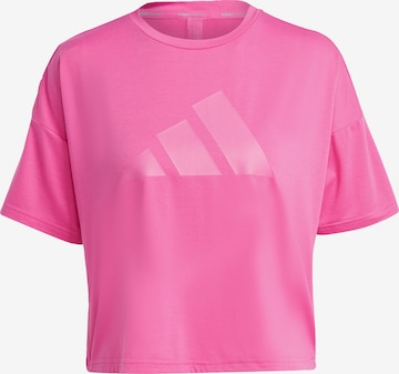 ADIDAS PERFORMANCE - Camisa funcionais 'Icons 3 Bar' em rosa: frente
