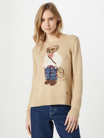 Polo Ralph Lauren Sweater 'MADRAS BEAR' in Beige: front