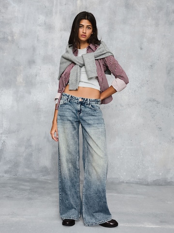 Bershka Wide leg Jeans in Blauw