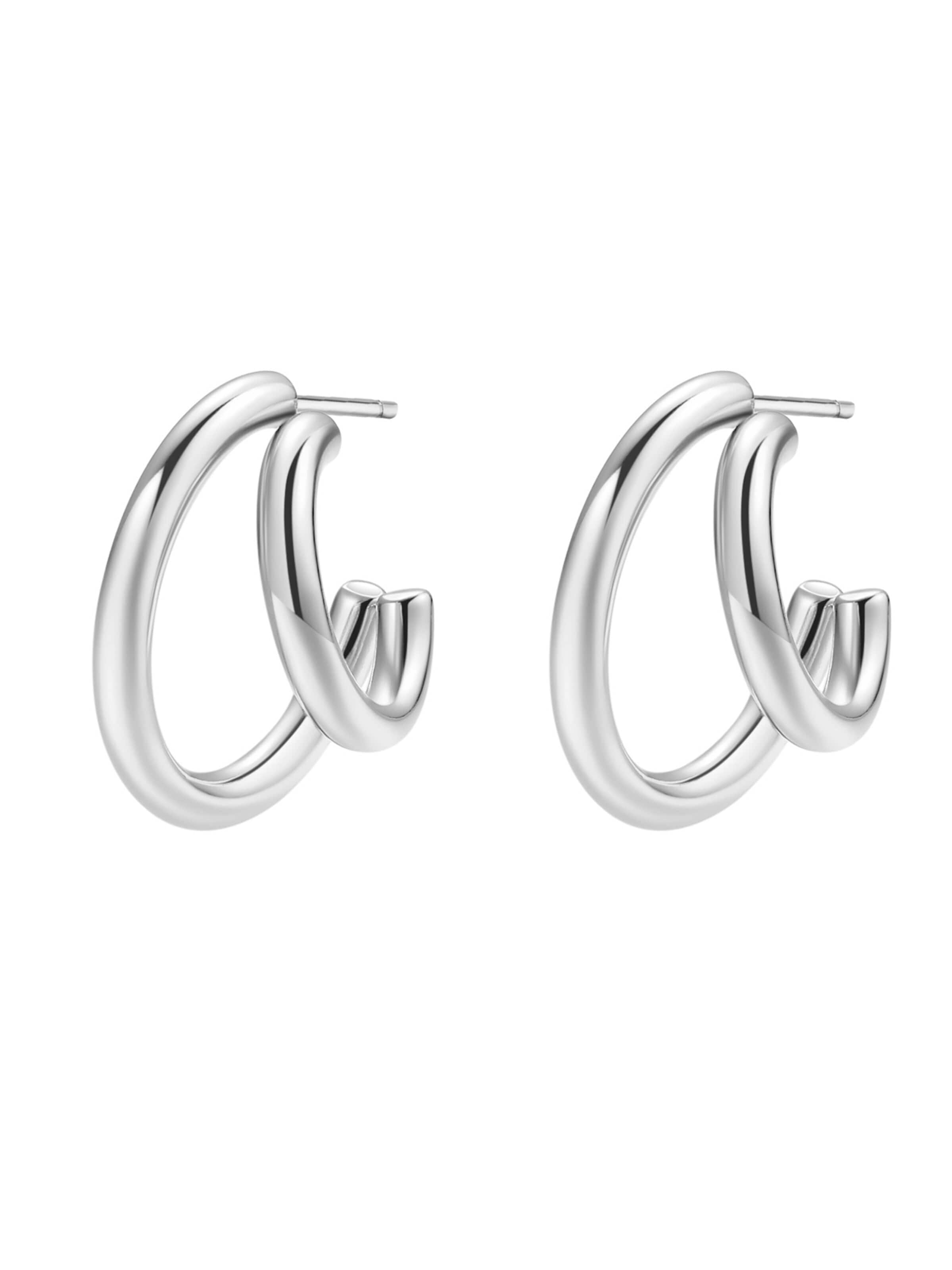 Hey Happiness Ohrringe 'Doppel'‌‌ in Silber: Vorderseite