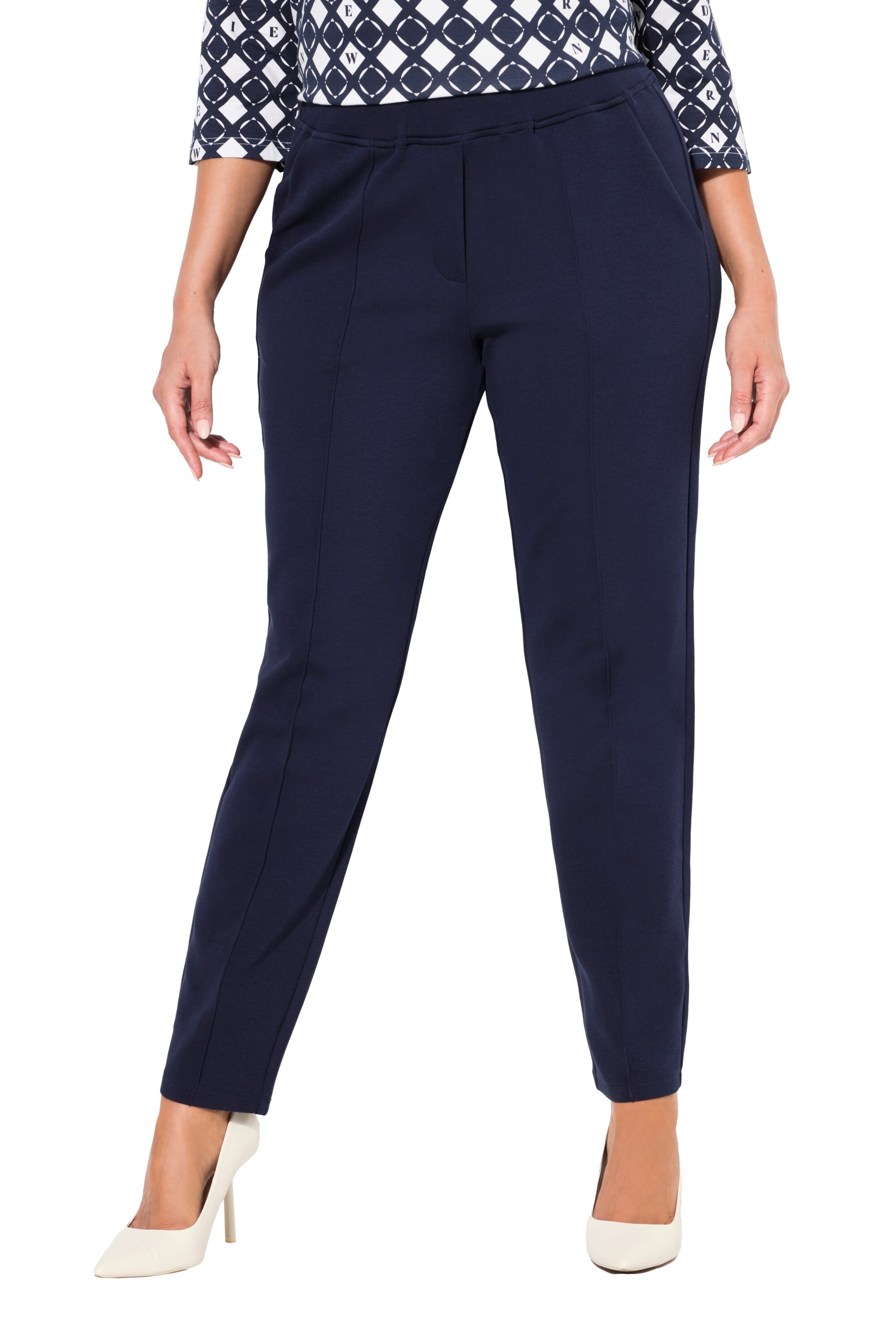 Ulla Popken Regular Pants 'Punto Di Roma' in Blue: front
