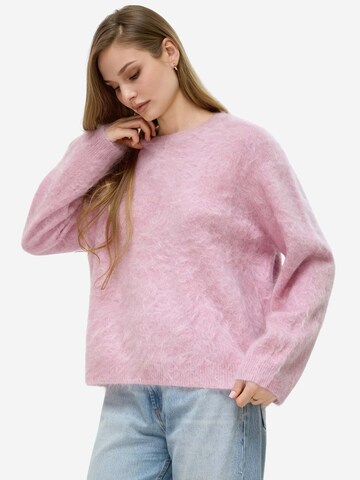 BELLEMERE NEW YORK Pullover 'Rundhalspullover aus gebürstetem, reinem Kaschmir'‌‌‌‌‌‌‌‌‌‌ in Pink