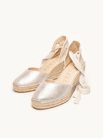 Alhamas Sandal 'Alpargata Cuña 7 cm' in Silver