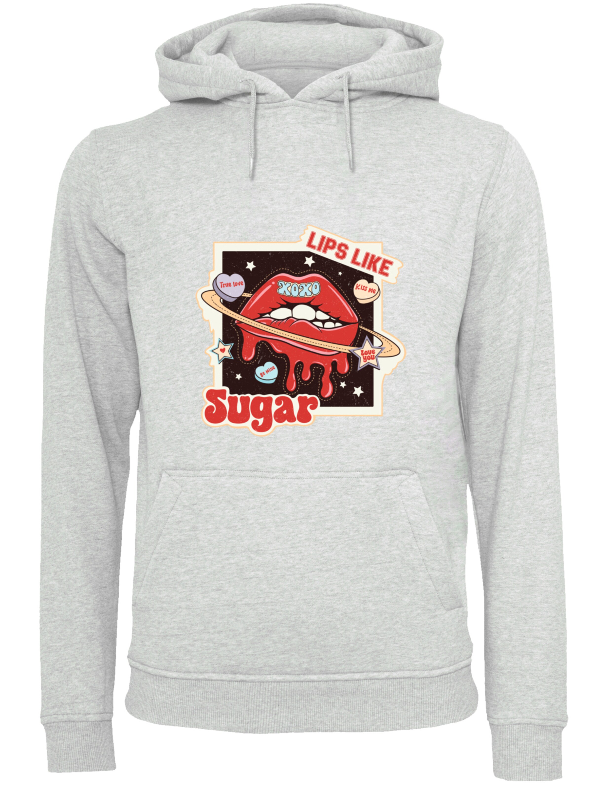 Sweat-shirt 'Lips like sugar retro fashion  Valentinstag' F4NT4STIC en gris : devant