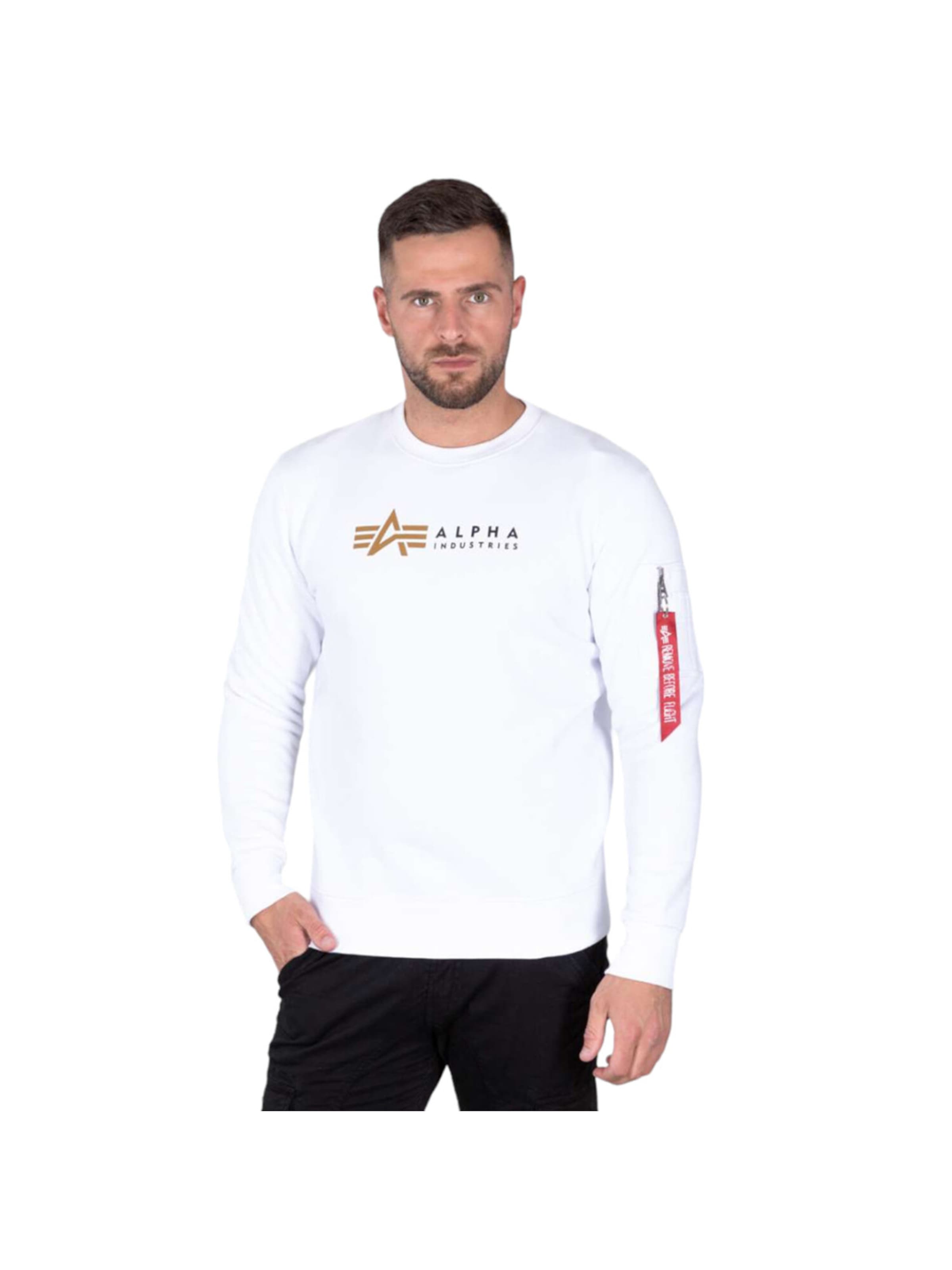 ALPHA INDUSTRIES Sweatshirt 'Alpha Label' in White