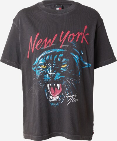 Tommy Jeans T-shirt en bleu clair / anthracite / rouge / noir / blanc cassé, Vue avec produit